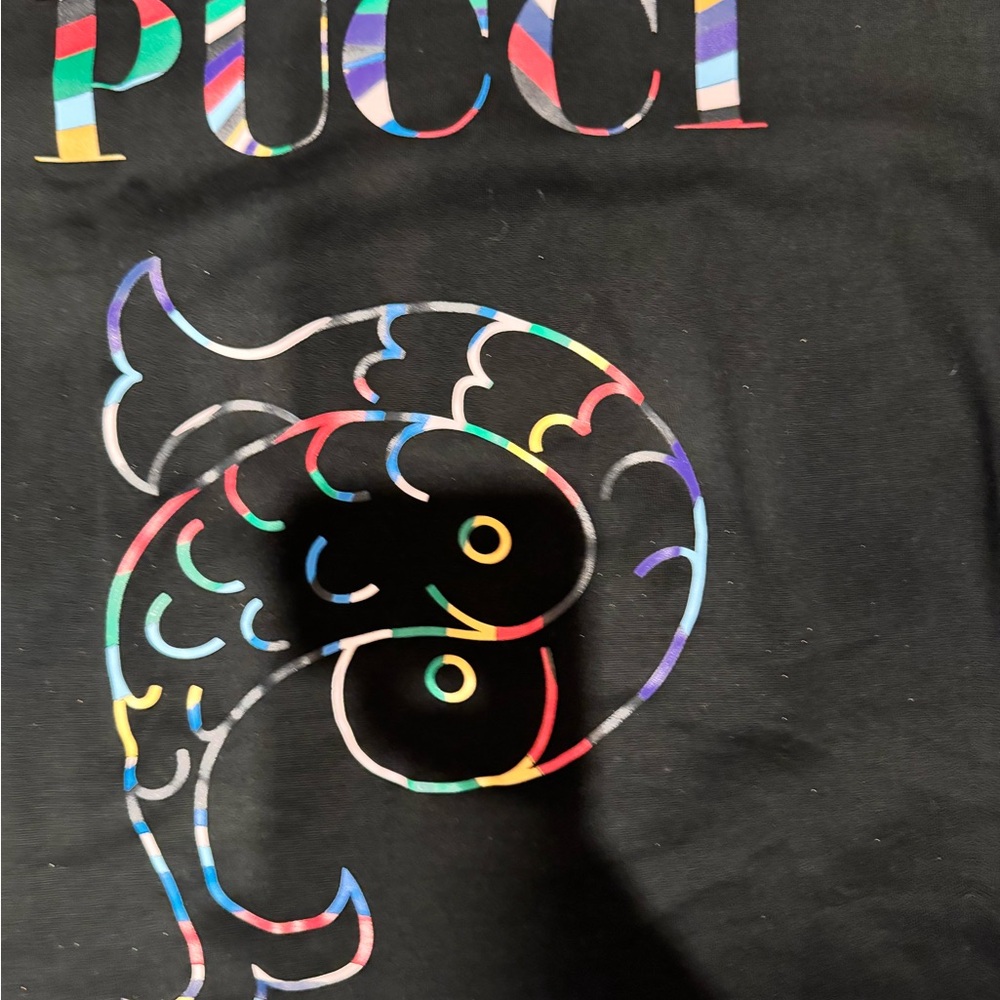 Emilio Pucci Black Graphic T-Shirt w/ scarf - Picture 2 of 3